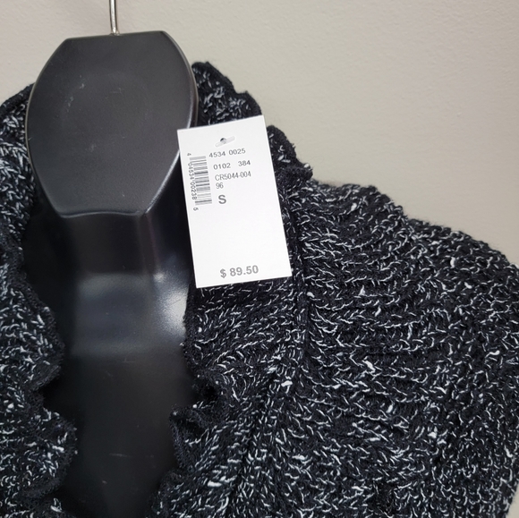 Cleo Long Ruffled Black Sweater Coat Sz S NWT - Picture 6 of 6